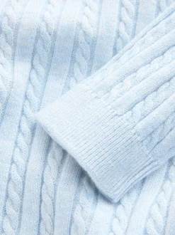 Next Blue Cable Knit Mock Shirt Jumper (3mths-7yrs) Outlet