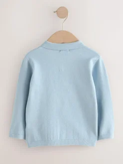 Next Cable Knit Polo Shirt (3mths-7yrs) Blue Sale
