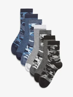 Next Blue Camouflage/Stripes Cotton Rich Socks 7 Pack Best