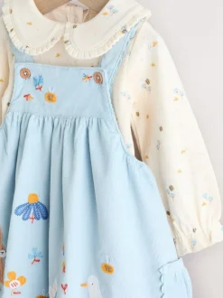 Next Blue Character Baby Cord Pinafore Long Sleeve Bodysuit & Tights Set (0mths-2yrs) Sale