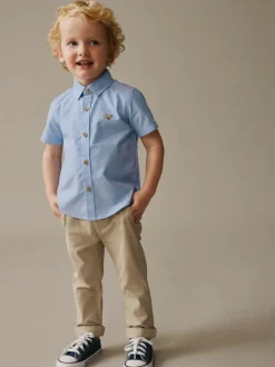 Next Short Sleeve Long Sleeve Oxford Shirt (3mths-7yrs) Blue Character Discount