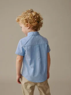 Next Short Sleeve Long Sleeve Oxford Shirt (3mths-7yrs) Blue Character Discount