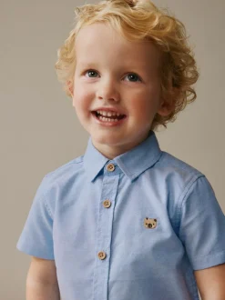 Next Short Sleeve Long Sleeve Oxford Shirt (3mths-7yrs) Blue Character Discount