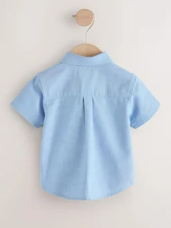 Next Short Sleeve Long Sleeve Oxford Shirt (3mths-7yrs) Blue Character Discount