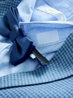 Next Blue Check Blazer, Shirt, Trousers & Bow Tie Set (3mths-9yrs) Sale