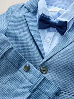 Next Blue Check Blazer, Shirt, Trousers & Bow Tie Set (3mths-9yrs) Sale