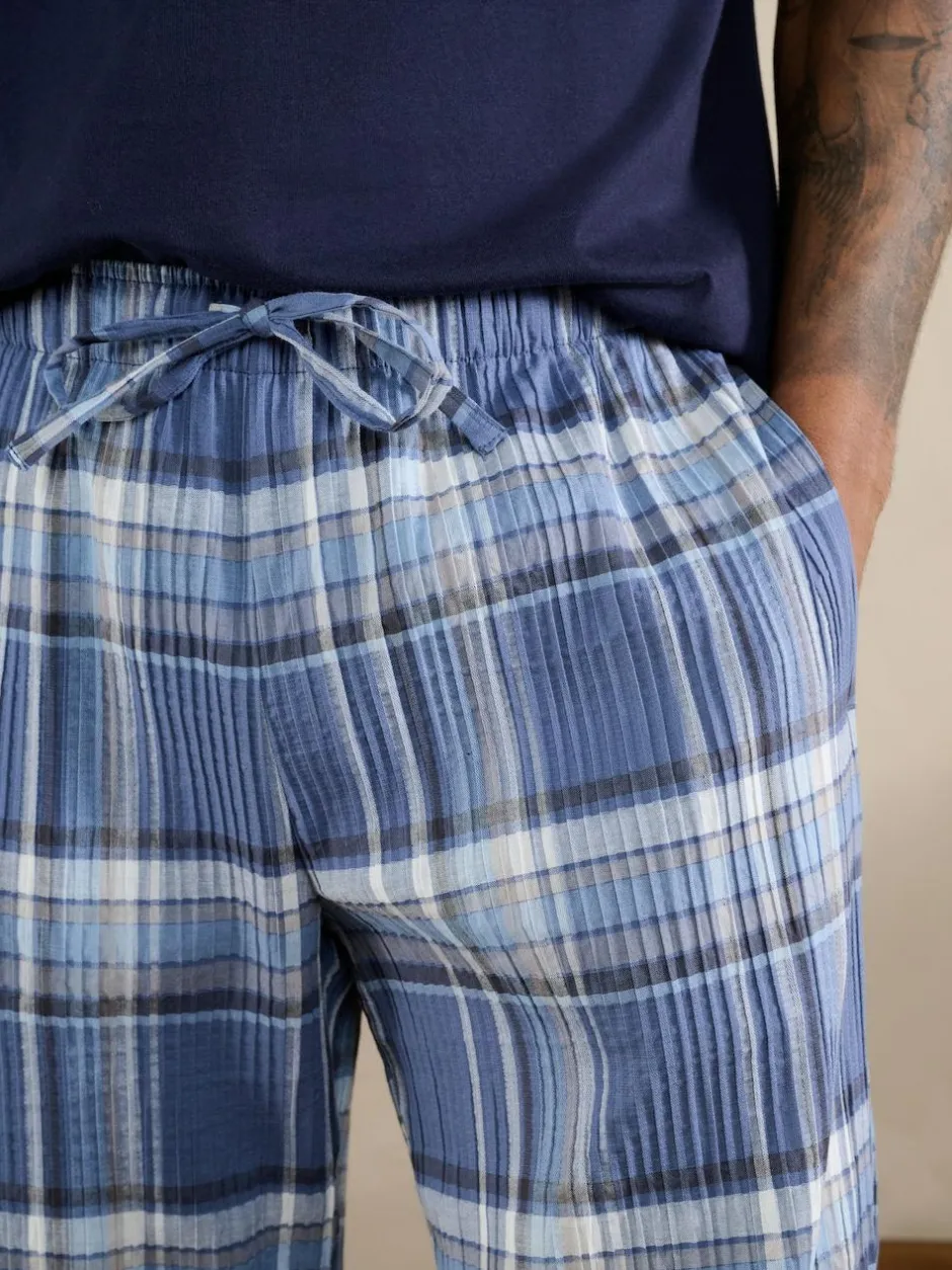 Next Blue Check Short Sleeve Pyjamas Set Clearance
