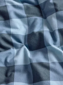 Next Duvet Cover and Pillowcase Set Blue Check Super Soft Brushed Cotton