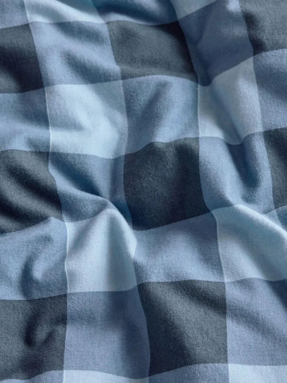 Next Duvet Cover and Pillowcase Set Blue Check Super Soft Brushed Cotton