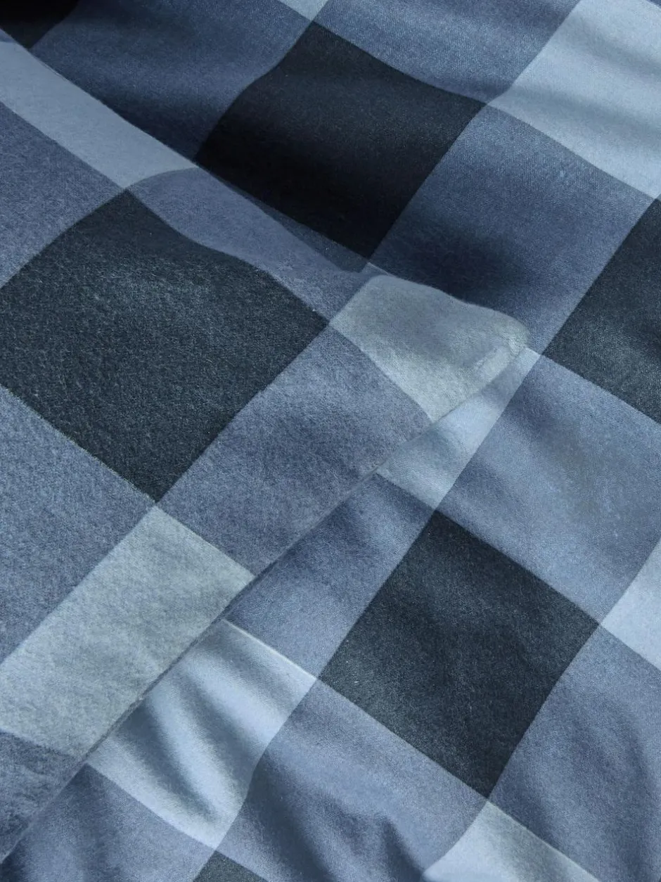 Next Duvet Cover and Pillowcase Set Blue Check Super Soft Brushed Cotton