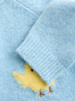 Next Knitted Crew Neck Jumper (3mths-7yrs) Blue Chick Outlet