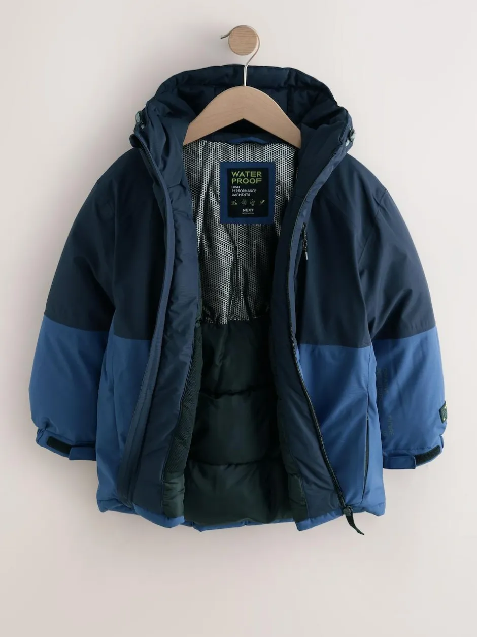 Next Waterproof Inner Wadded Coat (3-16yrs) Blue Colourblock Best