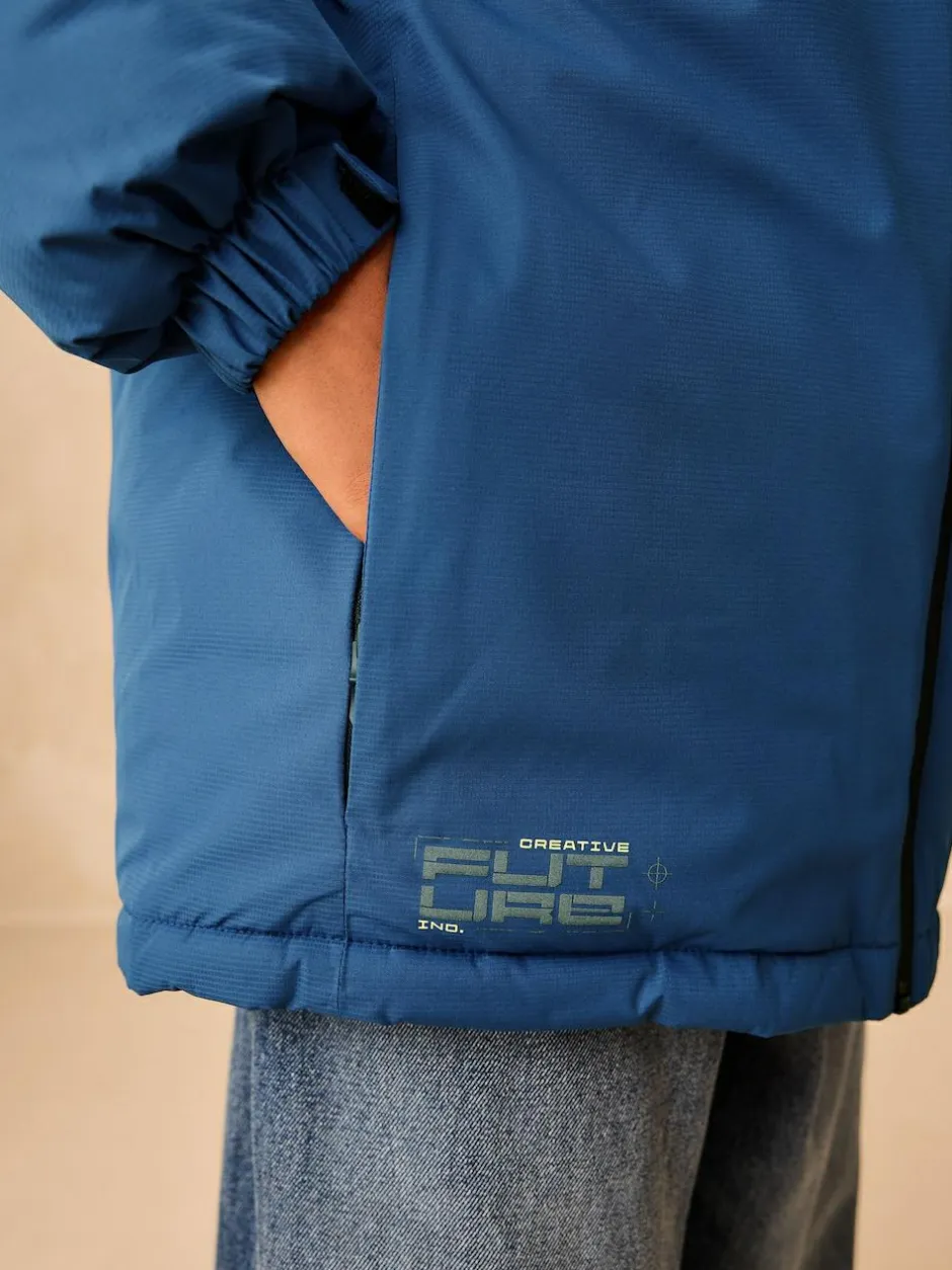 Next Waterproof Inner Wadded Coat (3-16yrs) Blue Colourblock Best