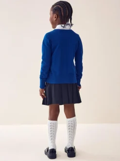 Next Blue Cotton Rich School V-Neck Cardigan (3-16yrs) Sale