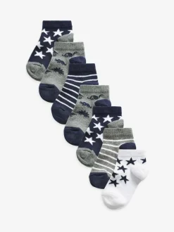 Next Blue Cotton Rich Trainer Socks 7 Pack Sale