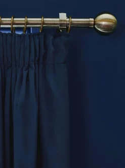 Next Blue Dark Navy Matte Velvet Pencil Pleat Blackout/Thermal Curtains Hot