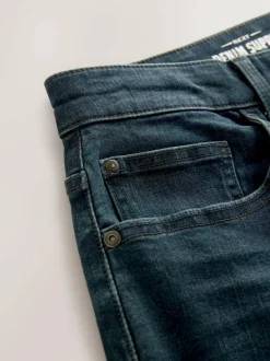 Next Blue Dark Washed Regular Tapered Fit Classic Stretch Jeans New