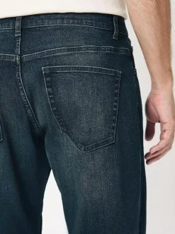 Next Blue Dark Washed Regular Tapered Fit Classic Stretch Jeans New