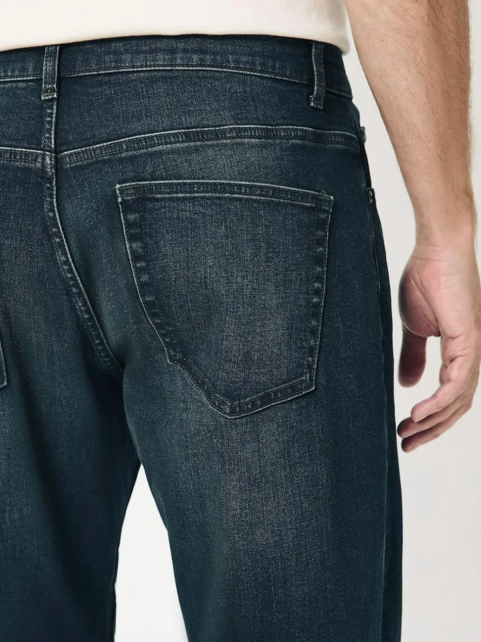 Next Blue Dark Washed Regular Tapered Fit Classic Stretch Jeans New
