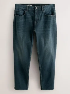 Next Blue Dark Washed Regular Tapered Fit Classic Stretch Jeans New