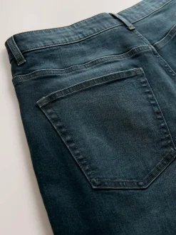 Next Blue Dark Washed Regular Tapered Fit Classic Stretch Jeans New