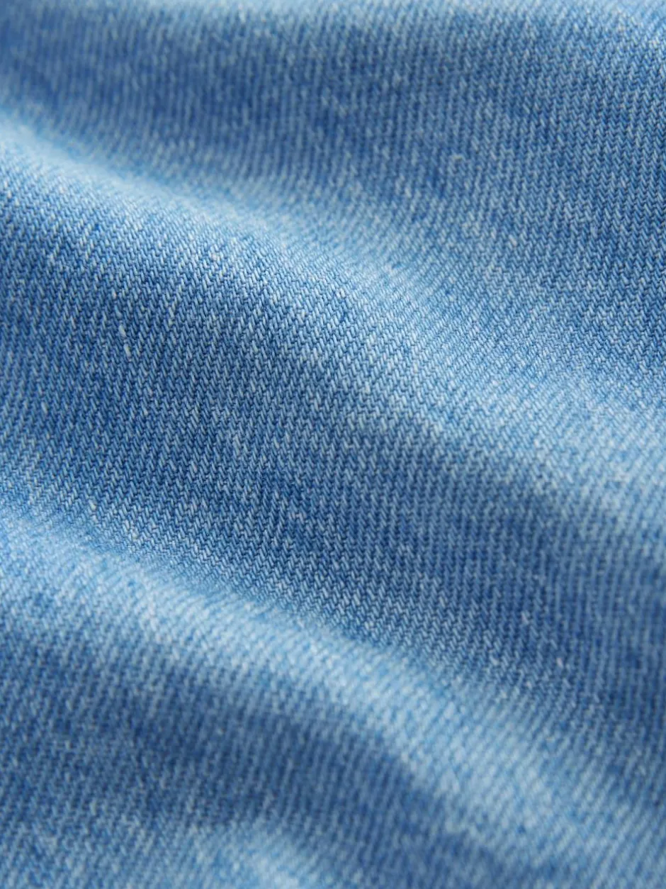 Next Blue Denim 100% Cotton Long Sleeve Grandad Collar Denim Shirt (3mths-7yrs)