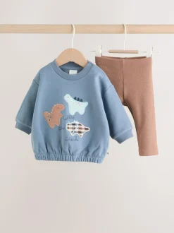 Next Baby Sweatshirt and Leggings Set (0mths-3yrs) Blue Dino