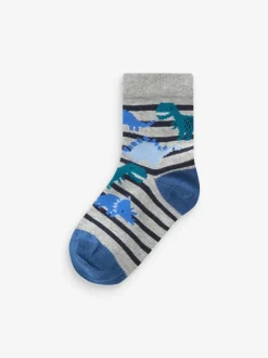 Next Blue Dino Cotton Rich Socks 7 Pack Online