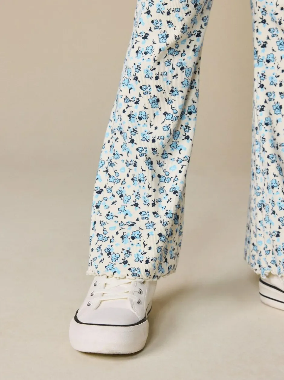 Next Blue Ditsy 1 Pack Rib Flare Leggings (3-16yrs) New