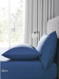 Next Blue Easy Care Polycotton Fitted Sheet Outlet