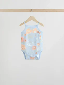 Next 5 Pack Vest Baby Bodysuits Blue Floral Clearance