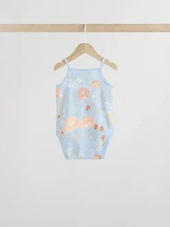 Next 5 Pack Vest Baby Bodysuits Blue Floral Clearance