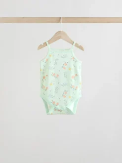 Next 5 Pack Vest Baby Bodysuits Blue Floral Clearance