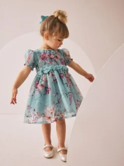 Next Flower Corsage Dress (3mths-8yrs) Blue New
