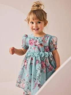 Next Flower Corsage Dress (3mths-8yrs) Blue New