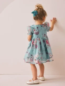 Next Flower Corsage Dress (3mths-8yrs) Blue New