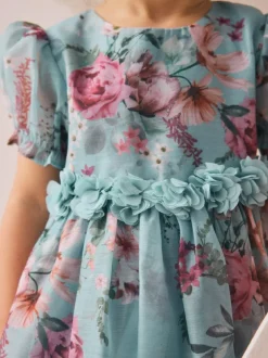 Next Flower Corsage Dress (3mths-8yrs) Blue New