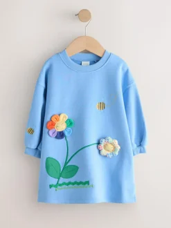 Next Relaxed Sweat Dress (3mths-7yrs) Blue Flower Hot