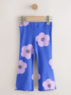 Next Blue Flower Rib Flare Leggings (3mths-7yrs) Discount