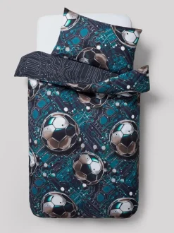 Next Blue Football Duvet Cover and Pillowcase Set Sale