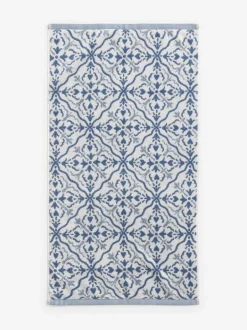 Next Blue Geo Tile 100% Cotton Towel Clearance