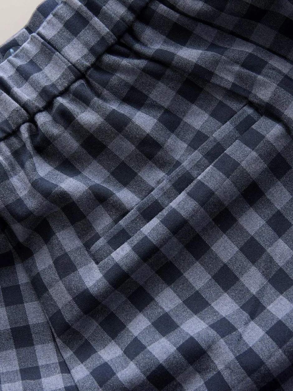 Next Blue Gingham Barrel Leg Trousers Clearance