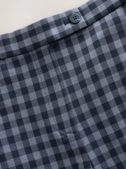 Next Blue Gingham Barrel Leg Trousers Clearance