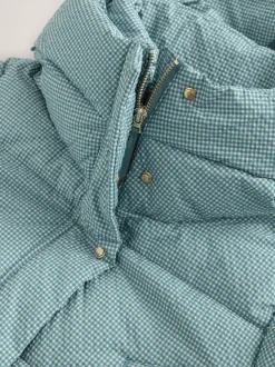 Next Blue Gingham Shower Resistant Padded Hooded Longline Coat Online