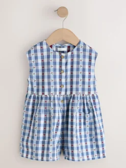 Next Trapeze Playsuit (3mths-7yrs) Blue Gingham New