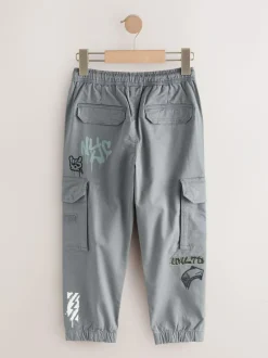 Next Blue Graffiti Loose Fit Cargo Trousers (3-16yrs) Outlet