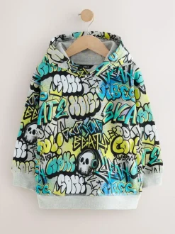 Next Blue Graffiti Older Boys Graphic Print Hoodie (3-16yrs) Discount