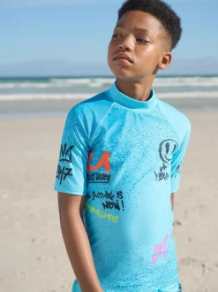 Next Blue Graffiti Short Sleeve Rash Vest (1.5-16yrs) Best