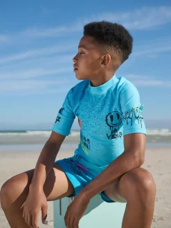 Next Blue Graffiti Short Sleeve Rash Vest (1.5-16yrs) Best