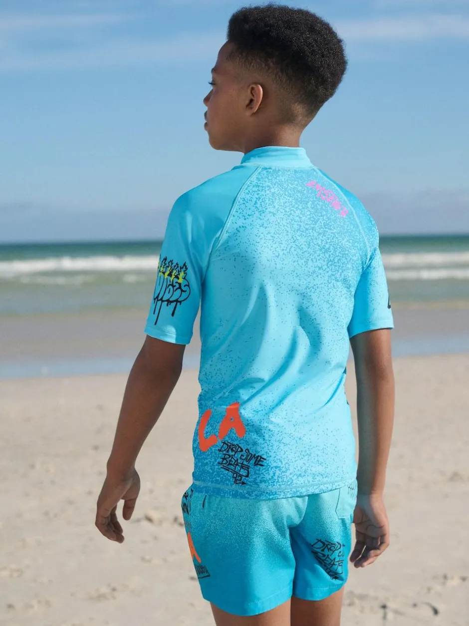 Next Blue Graffiti Short Sleeve Rash Vest (1.5-16yrs) Best